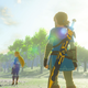 Zelda looks back at Link in Breath of the Wild.